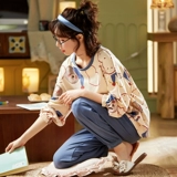 Осенняя хлопковая пижама, тонкий хлопковый лонгслив, летний комплект, большой размер, 2024 года