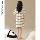 Летняя пижама, хлопковая тонкая мультяшная юбка для школьников для отдыха, свободный крой