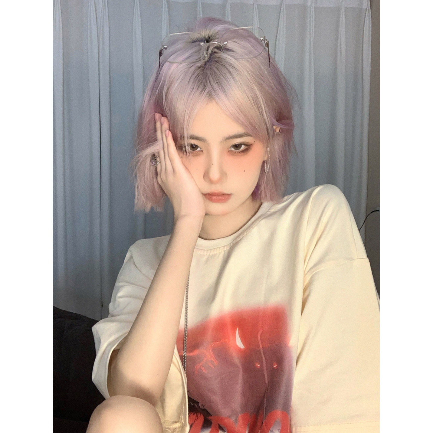  100%纯棉短袖t恤女2021夏季宽松学生ins潮牌美式印花嘻哈风上衣服