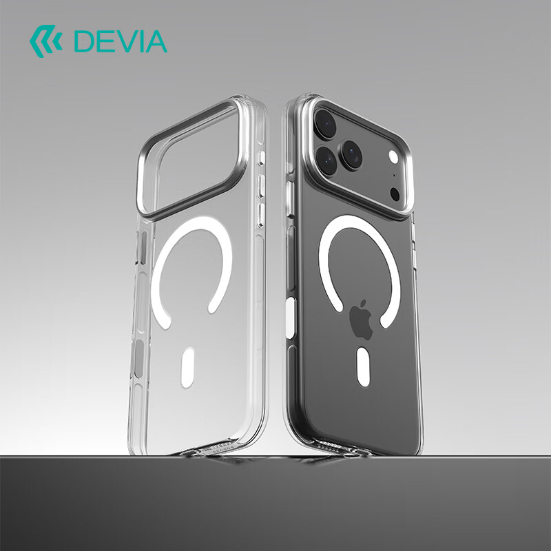 迪沃DEVIA晶甲系列防摔磁吸17保护壳触控按键适用苹果iPhoneProMax手机透明