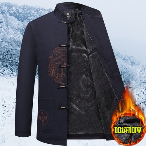 老年唐装男老人棉袄冬季加绒加厚中国风外套爷爷70岁80过生日衣服