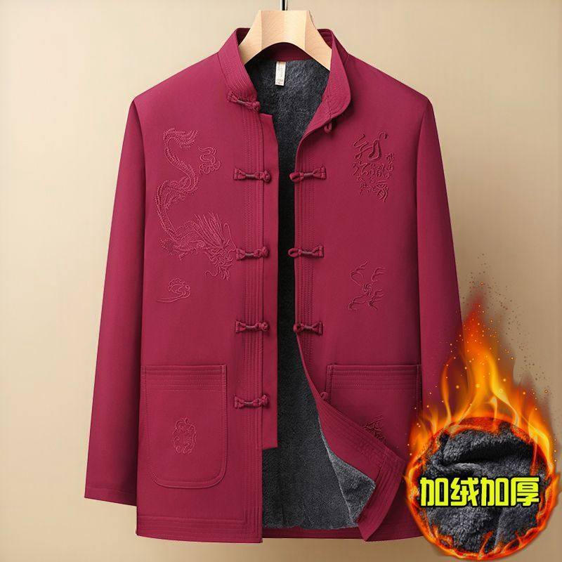 冬季唐装男加绒加厚爸爸棉衣外套复古中国风中老年人爷爷生日棉袄,男装,唐装,淘宝优惠券,粉丝福利购,淘宝优惠卷