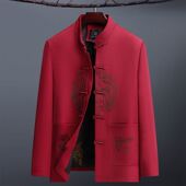 中国风中老年唐装 爸爸外套老人爷爷生日过寿 中山装 男夹克中式 男装