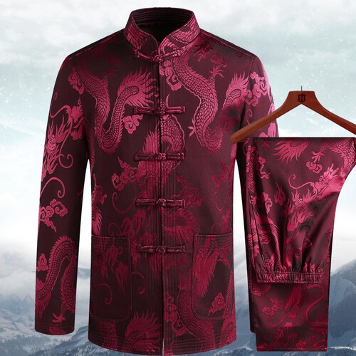 唐装男老人爷爷生日过寿衣服中国风春秋季外套中老年爸爸两件套装