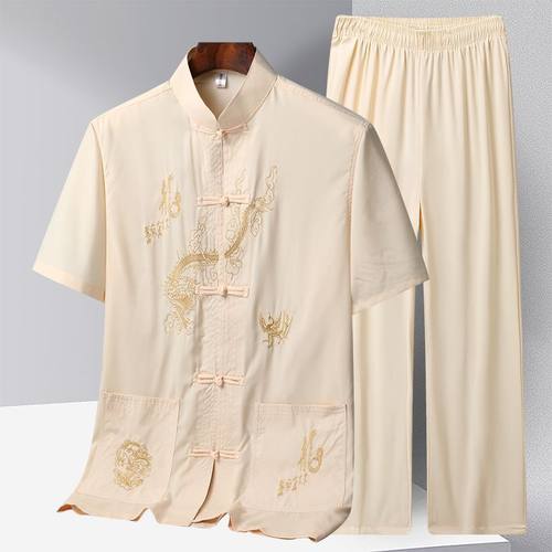 冰丝短袖唐装夏季衬衫汉服