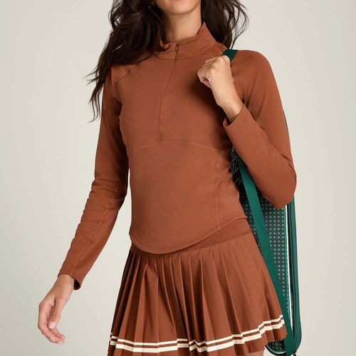 半拉链秋冬新款女紧身长袖T恤立领外穿速干运动健身网球服瑜伽服