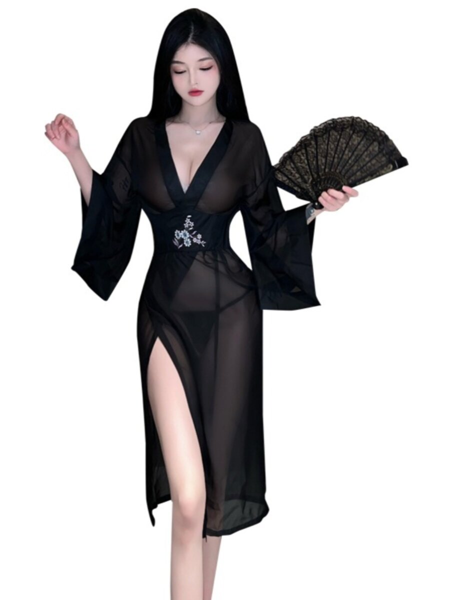 HANFU 섹시한 잠옷 순수한 정욕 스타일 중국 스타일 롱 스커트 수 놓은 드레스 유니폼의 새로운 복고풍 개선 버전