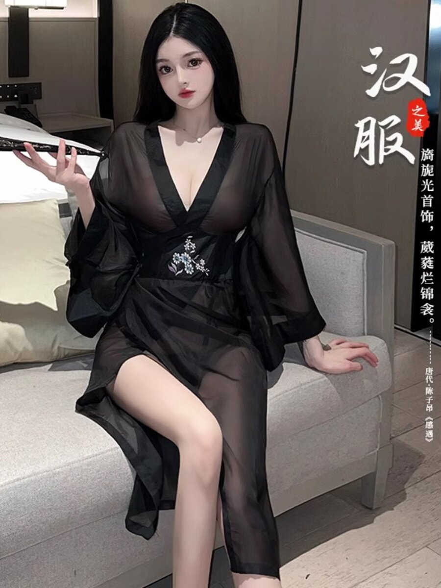 HANFU 섹시한 잠옷 순수한 정욕 스타일 중국 스타일 롱 스커트 수 놓은 드레스 유니폼의 새로운 복고풍 개선 버전