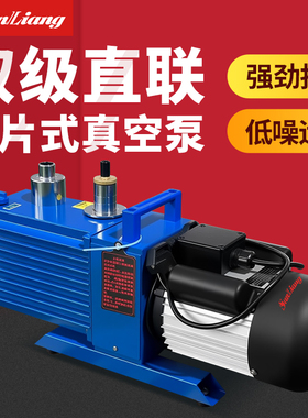 日本三量双级直联旋片式真空泵实验小型工业抽气油泵三相高速2XZ