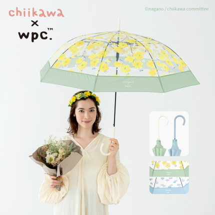 wpc透明雨伞手动长柄女生高颜值加大加厚加固chiikawa可爱果冻伞