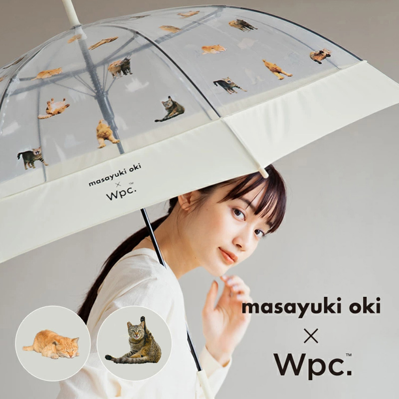 日本Wpc.日系小清新猫咪雨伞透明印花长柄轻量网红猫猫伞熊猫伞