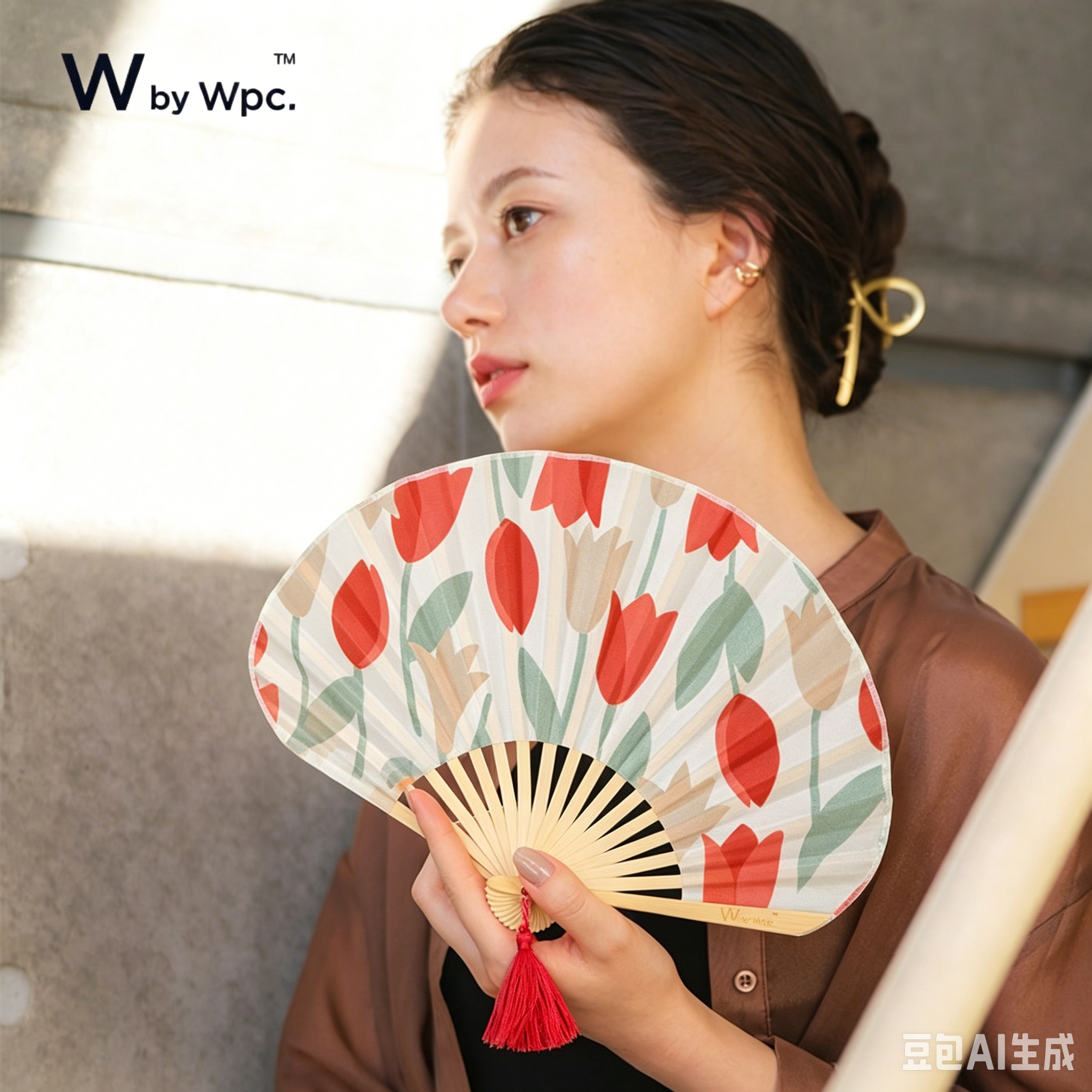 wpc扇子日式折扇夏天耐用男女生竹扇高颜值小巧折叠扇便携舞蹈扇