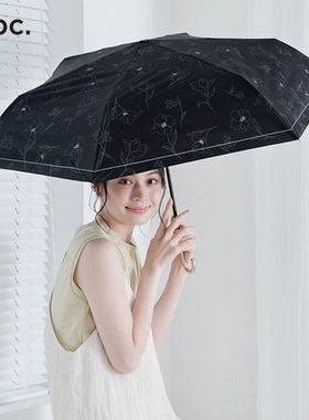 wpc遮阳伞小巧便携女高颜值弯钩太阳伞晴雨两用黑胶防晒防紫外线