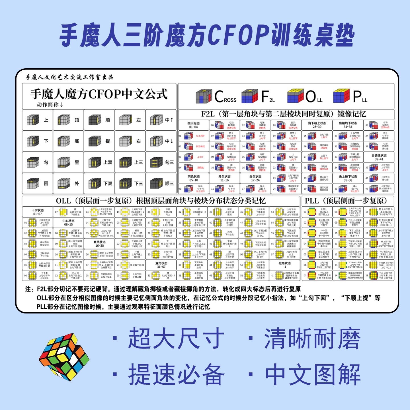 三阶魔方CFOP训练桌垫速拧秘籍