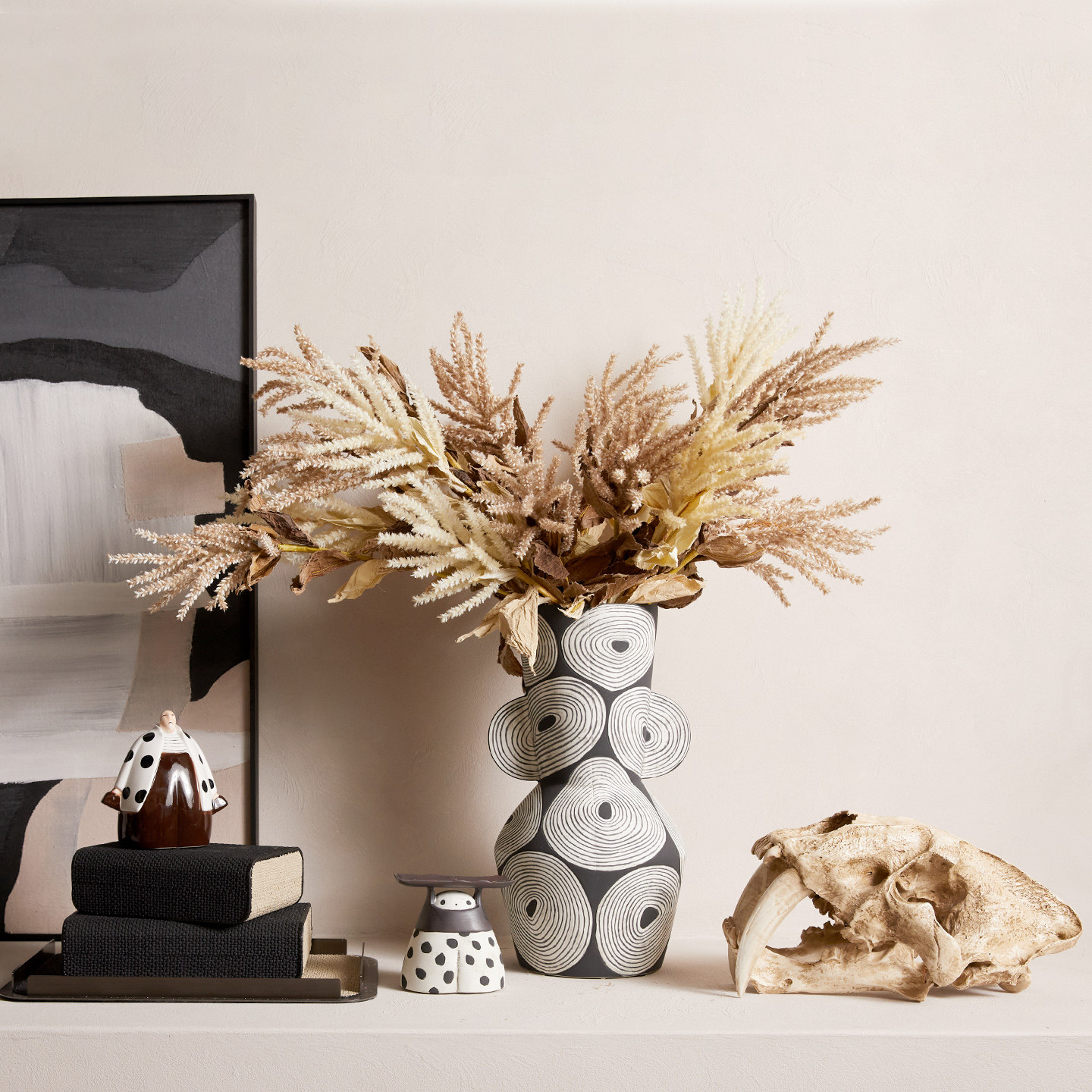 黑白几何艺术陶瓷花瓶高级软装民宿样板房玄关客厅电视柜装饰摆件,家居饰品,花瓶,淘宝优惠券,粉丝福利购,淘宝优惠卷