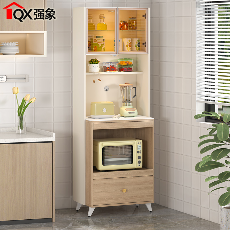岩板餐边柜靠墙一体高o柜厨房储物柜收纳窄柜烤箱微波炉茶水柜G29