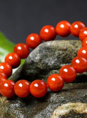 保山南红色手串玛瑙手链108颗天然云南川红佛珠柿子红满肉男女款