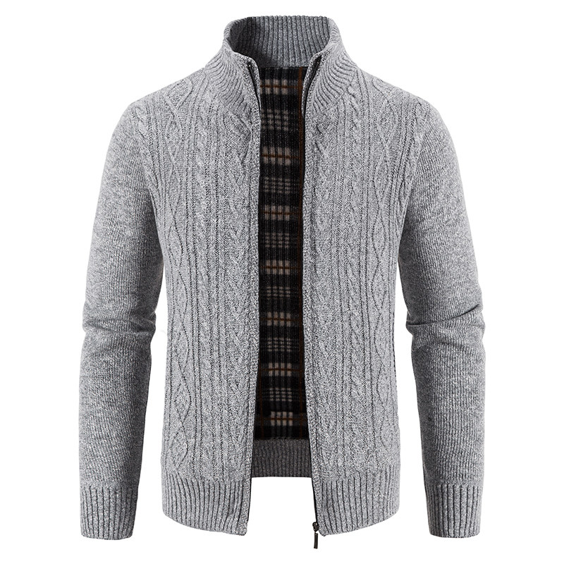 新款简约百搭男士立领绞花纹针织夹克开衫加绒加厚保暖外套上衣,男装,夹克,淘宝优惠券,粉丝福利购,淘宝优惠卷
