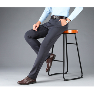 直筒宽松长裤 升级四面弹秋冬厚款 中老年西裤 商务休闲爸爸裤 男 男士