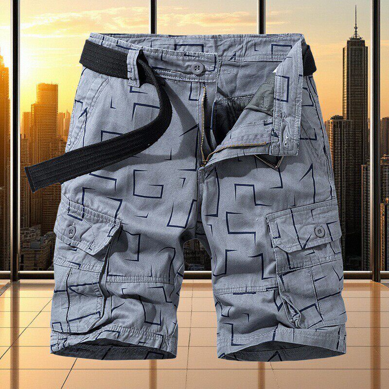 夏季新款多口袋工装短裤男5五分中裤宽松直筒ins休闲运动沙滩马裤
