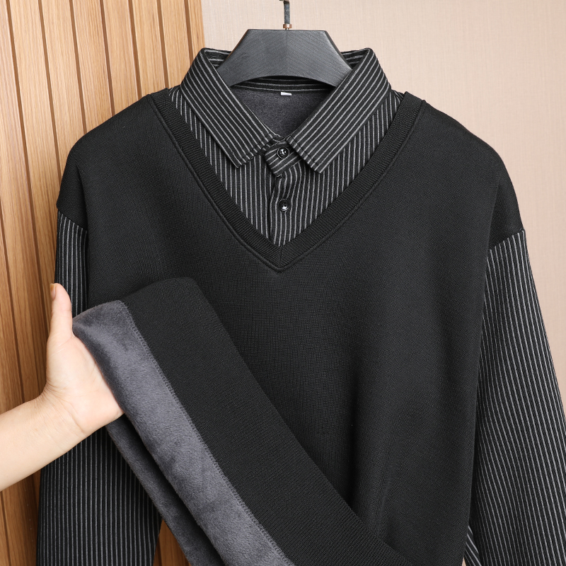 假两件男士保暖衬衫领Polo衫毛衣