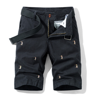 短裤 工装 男五分裤 休闲直筒绣花中裤 夏季 纯棉透气运动潮流马裤 新款