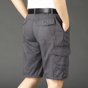 短裤 五分裤 男士 夏季 纯棉透气马裤 工装 多口袋宽松休闲直筒中裤 新款