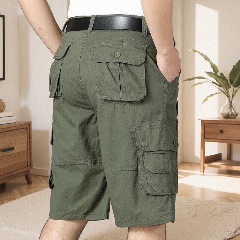 夏季五分裤男式中年短裤宽松直筒休闲运动多口袋工装裤中裤子马裤