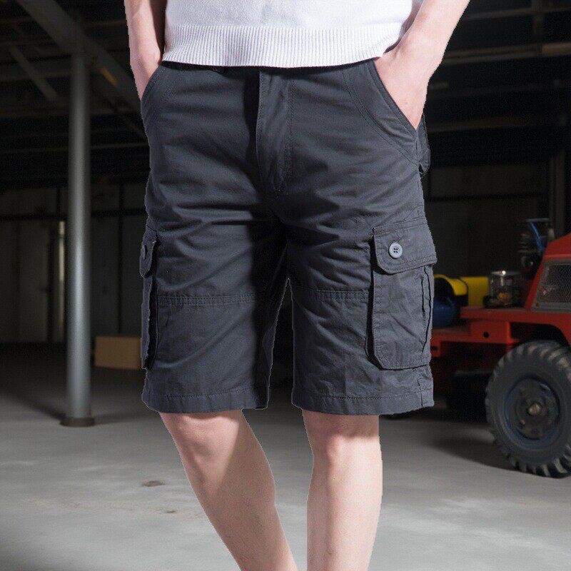 新款五分裤多口袋工装短裤男式中裤大码宽松休闲运动纯色夏天马裤