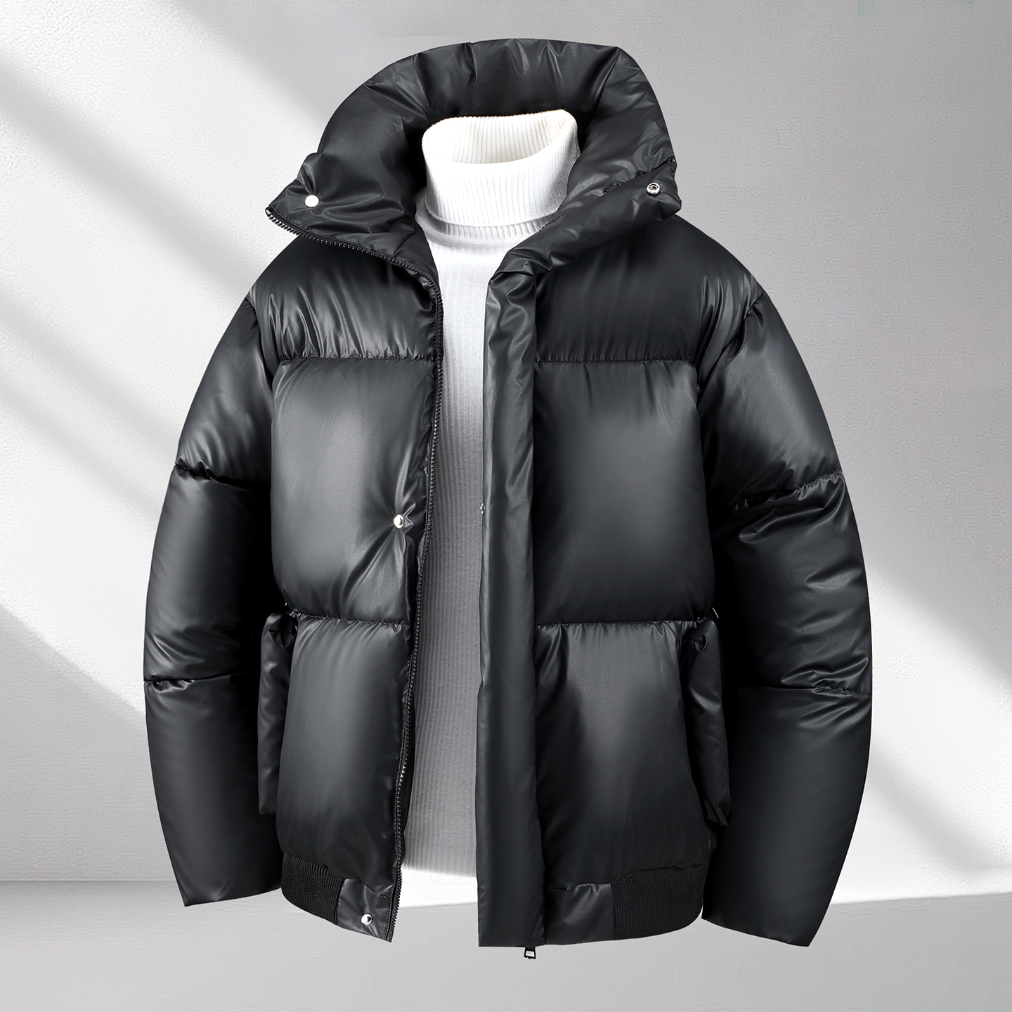 立领加厚防水冬季PU潮流保暖短款