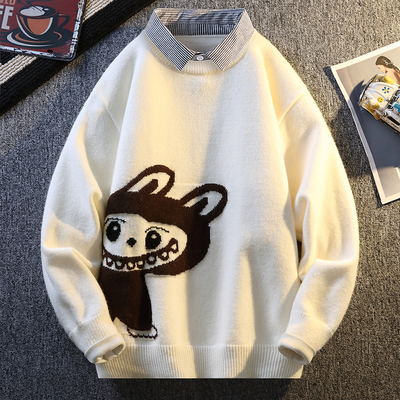 圆领毛衣男青年帅气针织衫打底衫