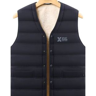 马夹 羽绒棉加绒加厚保暖羊羔绒棉坎肩内胆背心男士 马甲男冬季 新款