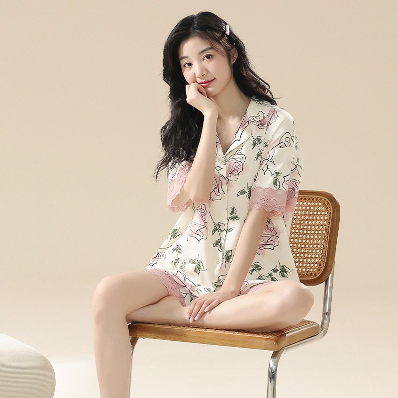 睡衣女夏季纯棉夏天女款2025新款短袖女士新中式套装家居服春秋