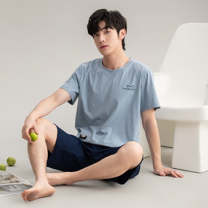 男士睡衣男款夏季纯棉短袖短裤2026年新款套装男生家居服韩式夏款