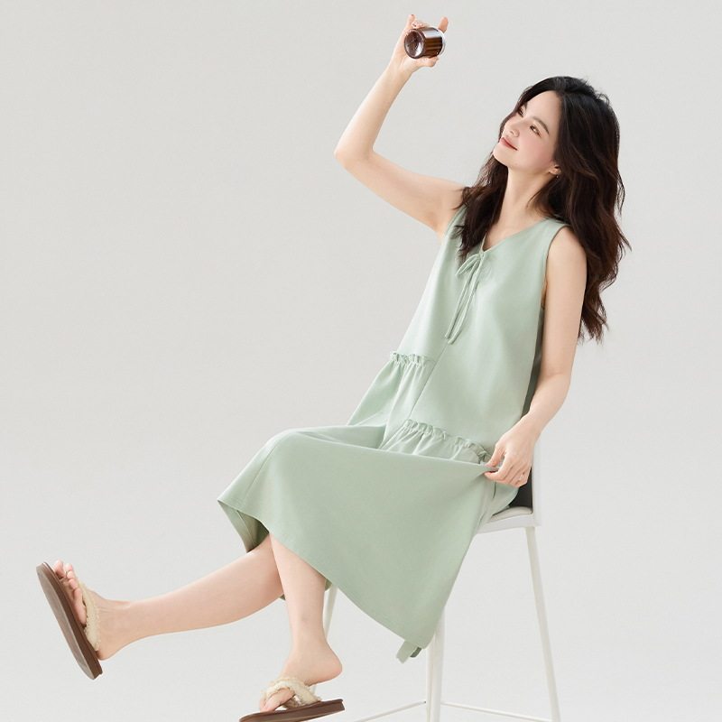 睡裙女夏季纯棉无袖2025新款休闲吊带裙性感背心宽松大码胖mm睡衣
