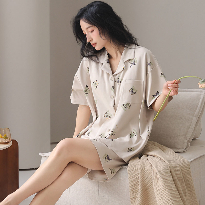 睡衣女款夏天纯棉短袖短裤夏季2025新款高级感开衫女士家居服