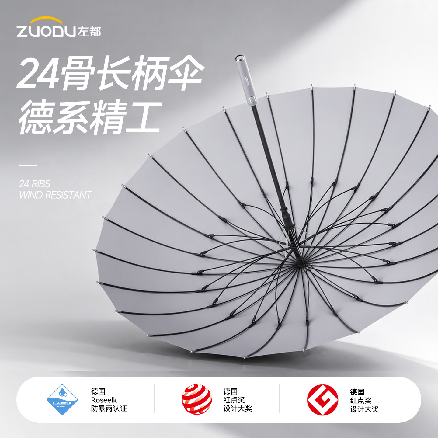 【无惧狂风！】24骨抗风暴长柄伞图片