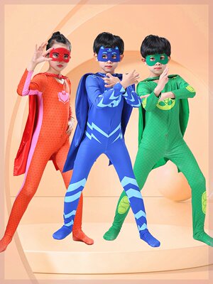 蒙面睡衣侠小英雄服装小飞侠cosplay动漫服装万圣节儿童披风Masks