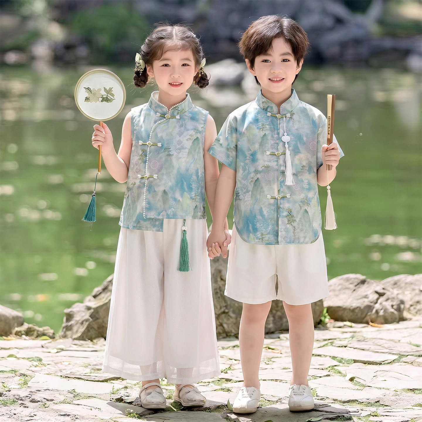 女童汉服新中式演出服2026新款男童国风帅气古风短袖表演服夏季