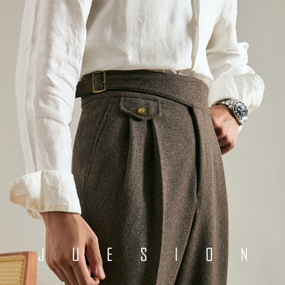 意式那不勒斯毛呢西裤男加厚