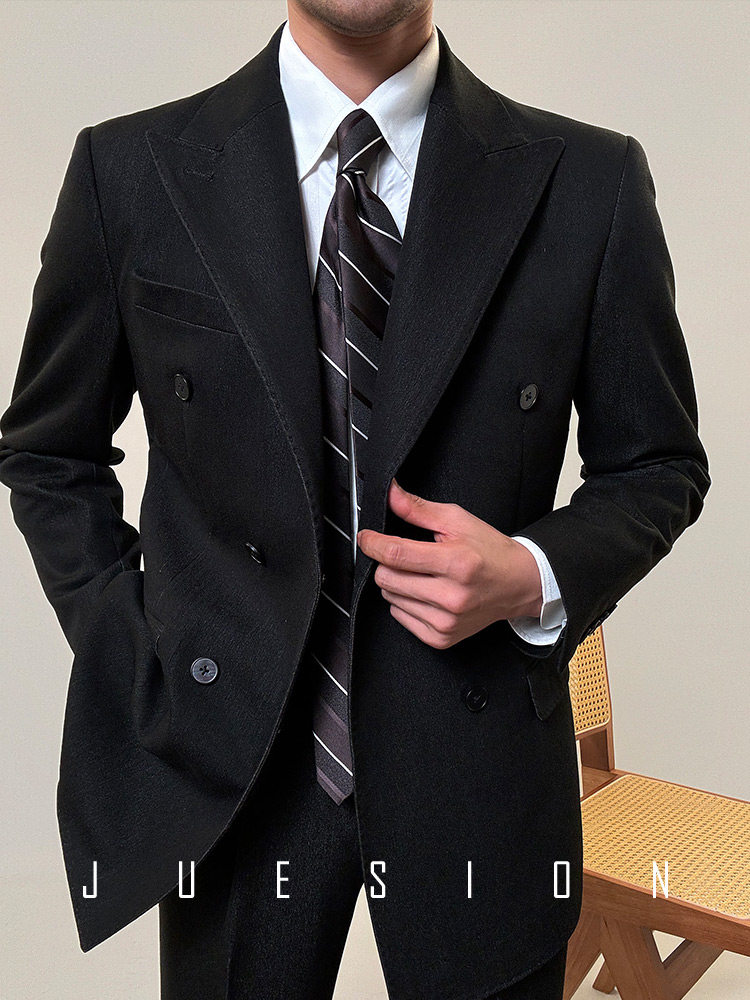 JUESION ITALIAN DOUBLE-BREASTED SUIT SUIT MENS CASUAL LUXURY LAPEL MENS BUSINESS FORMAL SUIT