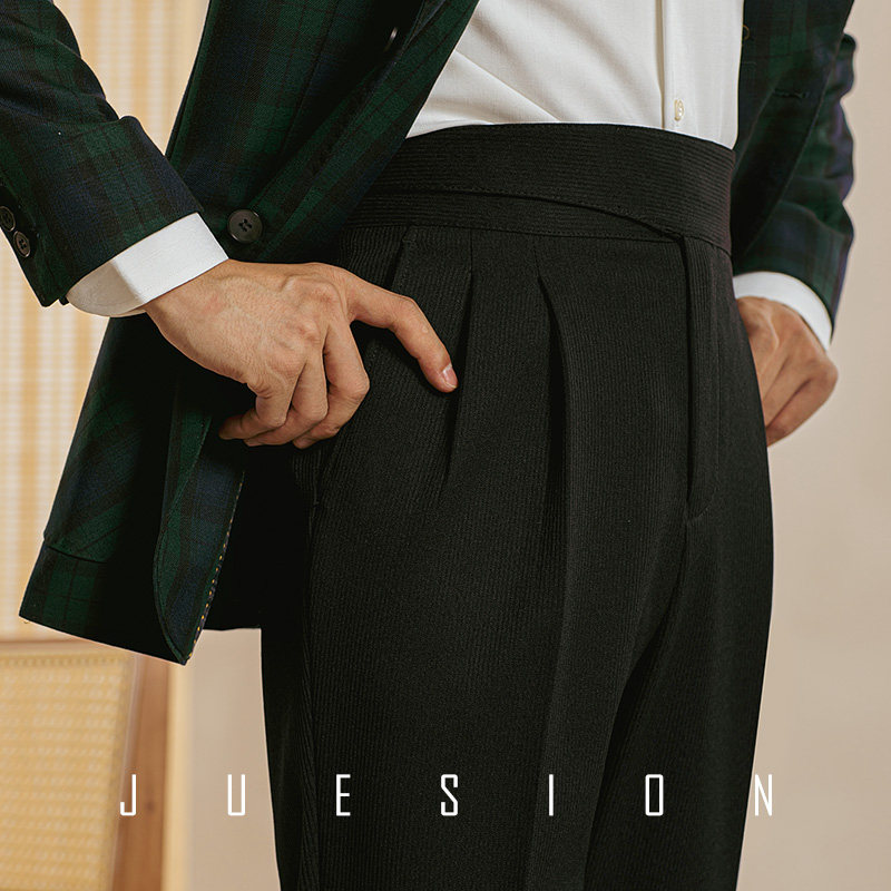 JUESION 休闲裤男款直筒高腰那不勒斯男士长裤显修身高垂感西装裤,男装,休闲裤,淘宝优惠券,粉丝福利购,淘宝优惠卷