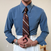 意式 纯色长袖 衬衫 JUESION 男高级感免烫小尖领商务正装 打底白衬衣