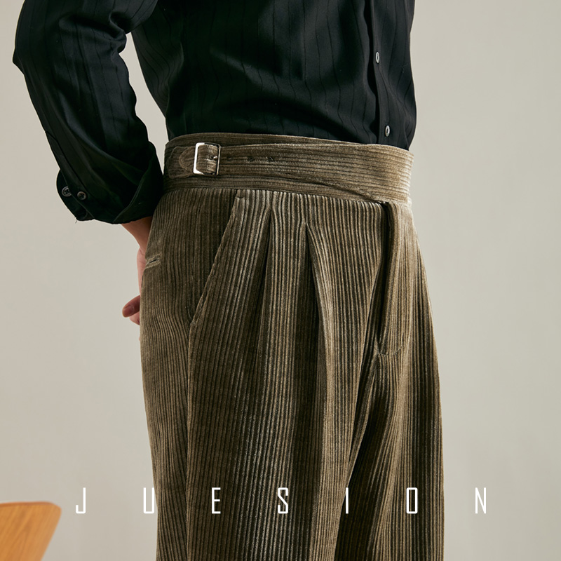 意式双褶秋冬款灯芯绒休闲裤