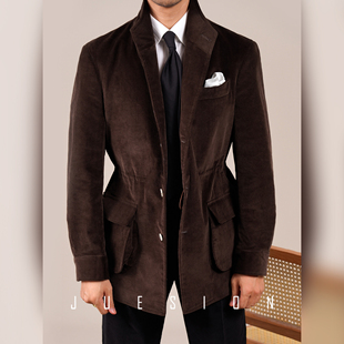 JUESION 西班牙夹克男士秋冬季灯芯绒棉复古绅士商务休闲游猎外套