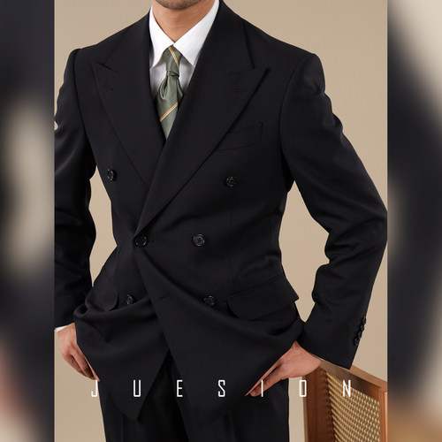 【澳羊毛精纺】JUESION 那不勒斯西装男双排扣商务休闲西服套装