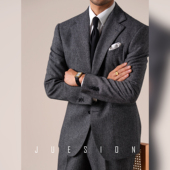 JUESION 外套 商务休闲通勤高级感结婚西装 秋冬绵羊毛西服套装 男士