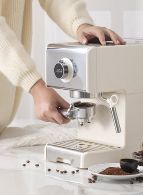 ACA/北美电器 AC-ES12A咖啡机家用小型意式半自动蒸汽奶泡机一体