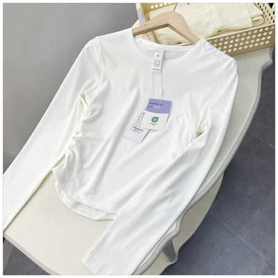 秋季侧边褶皱跑步长袖瑜伽服