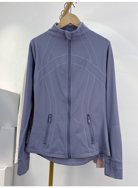 Defin双面磨毛拉链健身外套秋冬新款立领修身跑步长袖瑜伽服